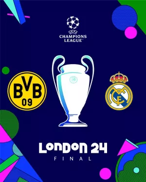 Cartaz da final da Liga dos Campeões entre Dortmund e Real Madrid