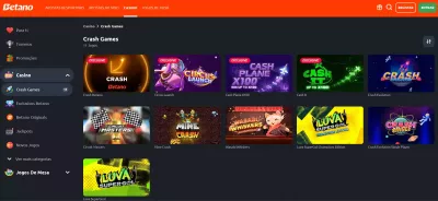 Opcões de crash games na Betano