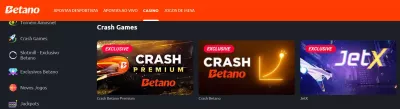 Opções de jogos crash exclusivas da Betano