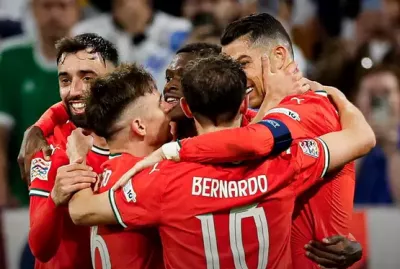 Seleção portuguesa a celebrar em jogo contra Alemanha na Liga das Nações