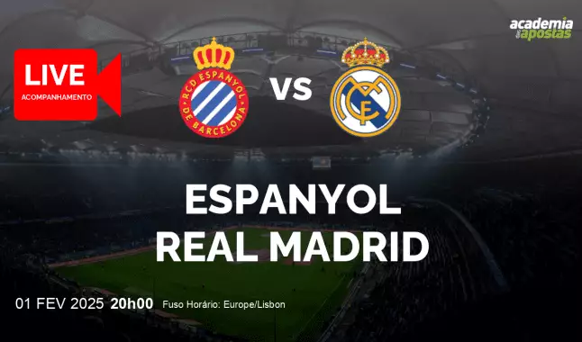 Espanyol Real Madrid livestream | Primera División | 01 fevereiro 2025