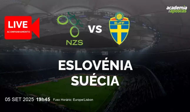 Eslovénia Suécia livestream | WC Qualification Europe | 05 setembro 2025