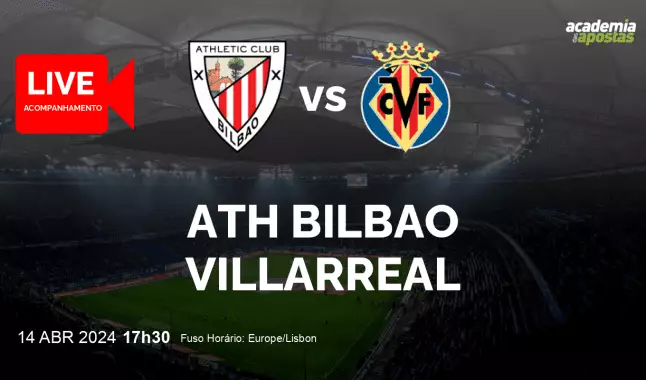 Ath Bilbao Villarreal livestream | Primera División | 14 abril 2024